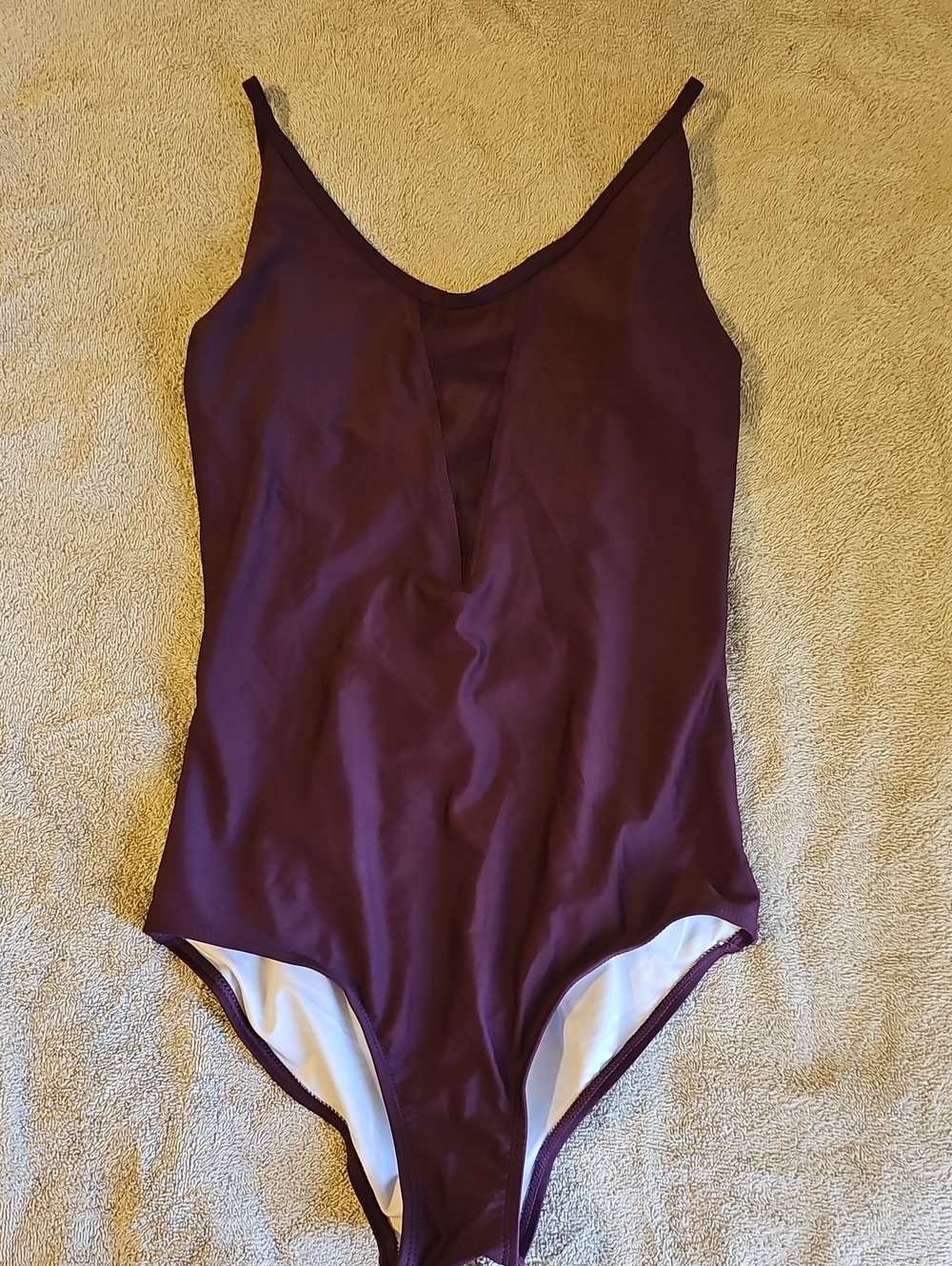 Zyia Womens' Plum One-Piece Swimsuit - Classic V-Neck Criss-cross Back Size SM